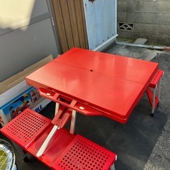 1108😸折りたたみ式キャンプテーブルセット ピクニックテーブル 4人用