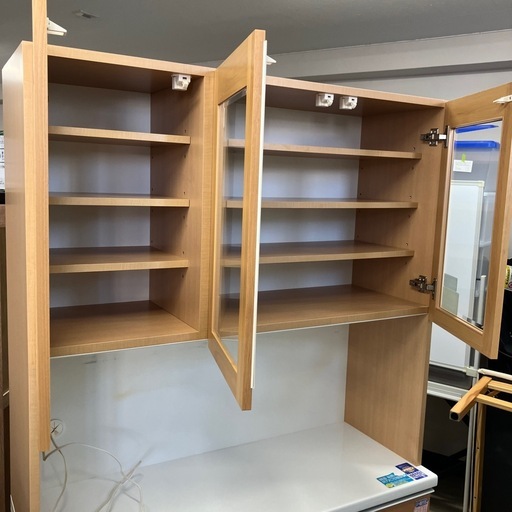 O 2601-210 松田家具　レンジボード　食器棚　上下分割可　キズ汚れ有り