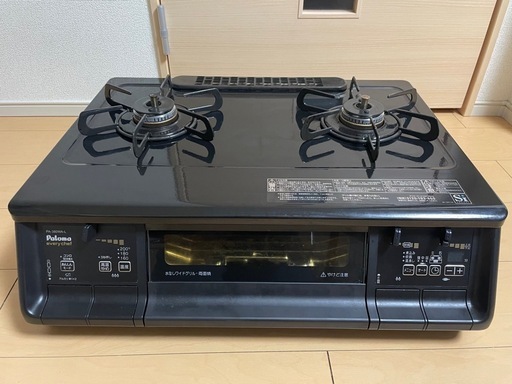 パロマ ガスコンロ 2口 PA-380WA エブリシェフ 【左強火力バーナー/都市ガス12A/13A】 ブラックプラチナ 水なし両面焼グリル