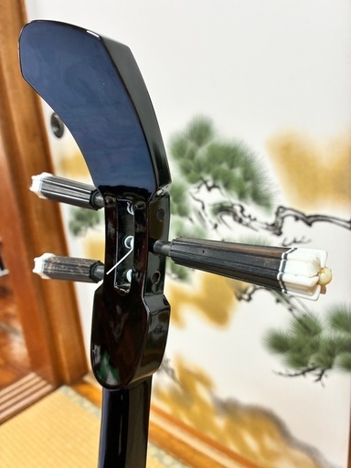 沖縄三線黒木上質コクタン！江戸ユナー型！本蛇皮一枚張り！⑤ (ちょこ