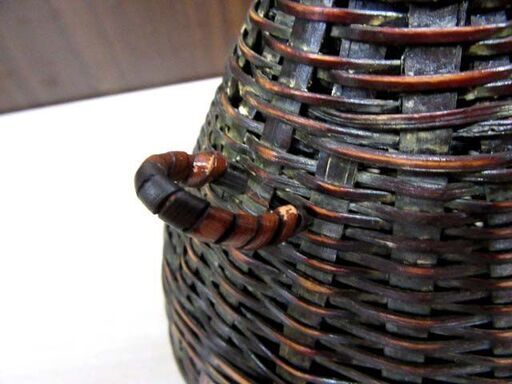茶道 茶道具 花籠 花器 花入 高さ 約19.5cm 竹籠 竹細工 中古 箱付き 苫小牧西店