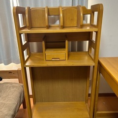 学習机＋引き出し＋本棚＋キャスター付き椅子の画像