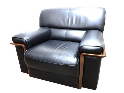 新札幌 コクヨ KOKUYO タイタス 応接用ソファ W90×D76×H70cm 1人掛けソファ ブラック系 レザーソファ ② No.