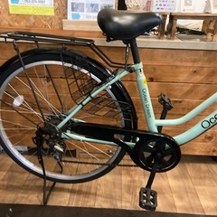 LEDオートライト】6段変速26インチ自転車パステルグリーン (猫の手堂