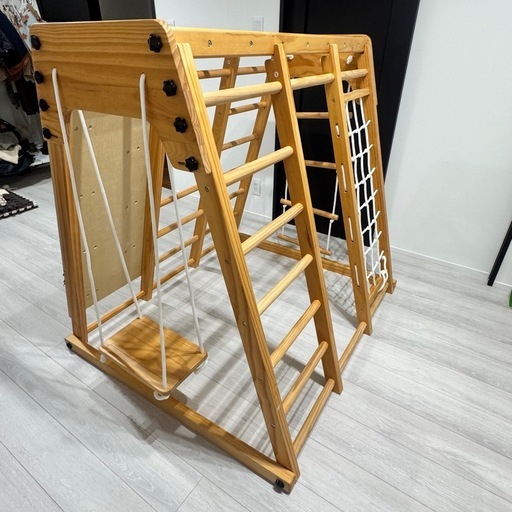 木製室内遊具 滑り台 クライミングボード付き