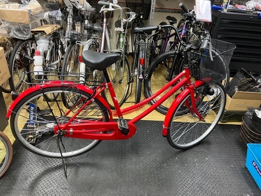 【3月限定10km圏内土曜日のみ送料無料】リユース品　軽快車　26インチ　レッド