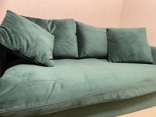 LOWYA ベルベット調2人掛けソファクッション付き (bubusuke) 北府中の