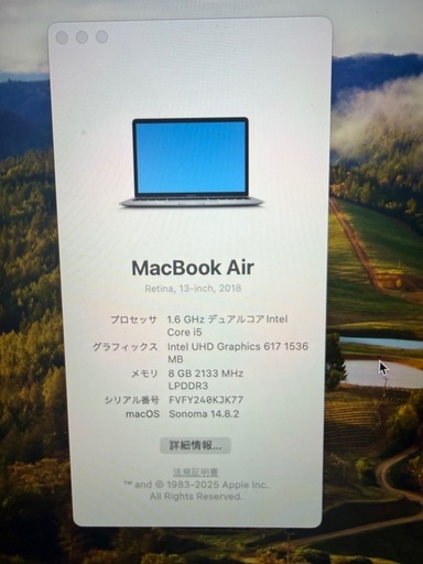 Apple　MacBook Air 2018 A1932 Core i5 8GB