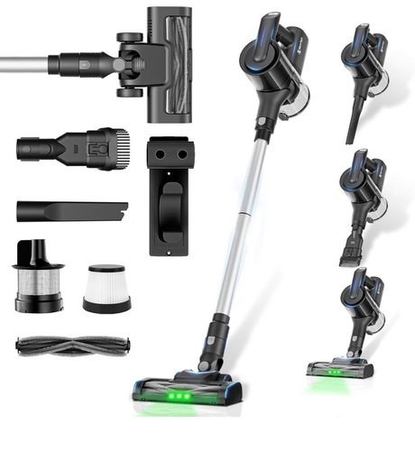 掃除機 コードレス【55,000PA超強力吸引・自立式設計・グリーンLED