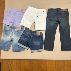 レディースデニム ショートパンツ、七分丈 5本セット EDWIN Levi'sの画像