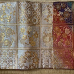 【最終SALE】着物　帯　レディース　レインボー光沢柄　御祝着　約456cmの画像