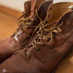 未使用！ブラウンレザー ハイカットブーツ(Made in Italy)の画像