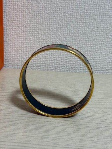 エルメス エマイユGM フラッグ＆バード 七宝焼 金メッキ 緑 約35g
