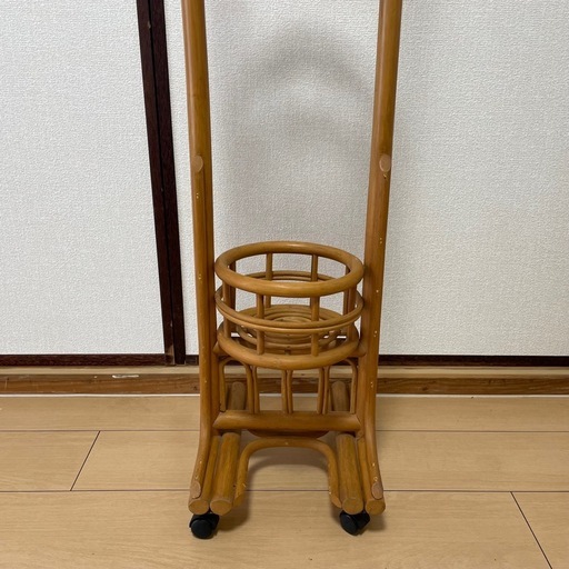 昭和レトロ エスニック ラタンフラワースタンド 籐 花台 2段 鉢カバー