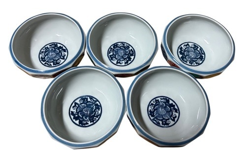 波佐見焼林九郎窯金彩古伊万里亀甲紋中鉢5枚セット染錦色絵煮物鉢