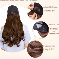 黒髪 帽子 ウィッグ 試着1回のみ の画像