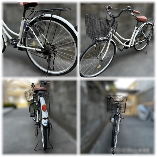 自転車シティサイクル26インチホワイトママチャリ (ふくふく) 西立川の