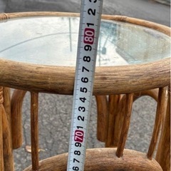 希少】オシャレなラタン ガラス天板 ディスプレイ台 花台 アジアン家具