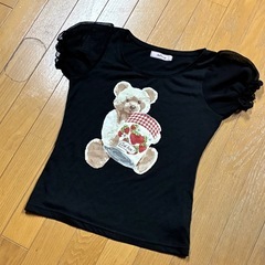 アンクルージュ　Ank Rouge Tシャツ　フリル袖　Mサイズ　黒　テディベアの画像
