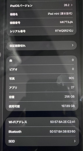 iPad mini 第6世代  256GB WiFiモデル
