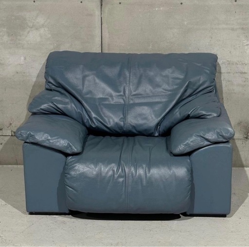 maruni／マルニ 本革1人掛ソファ｜ブルーグレー｜本革＆ボリューム