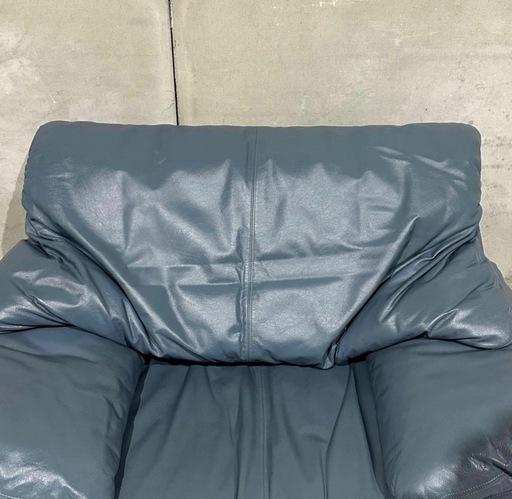 maruni／マルニ 本革1人掛ソファ｜ブルーグレー｜本革＆ボリューム