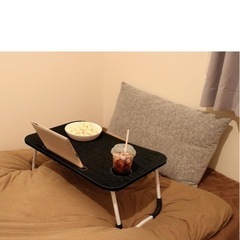 トレードワン(TRADE ONE) 折りたたみガジェットテーブル ノーマルサイズ ソファでお仕事 耐荷重10kg コンパクト 幅60×奥行40×高さ26.5cm タブレットスタンド付き の画像