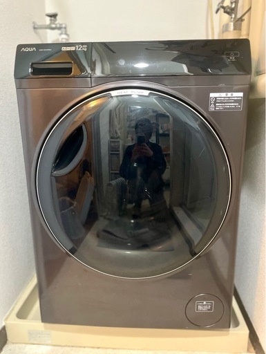 受け渡し予定者決定【美品・2025年製・使用半年】AQUA ドラム式洗濯機 12kg（AQW-DX12R-L）スリム幅595mm 左開き／説明書・領収書あり