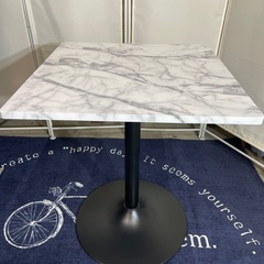 ◆ 大理石調カフェテーブル＆ダイニングチェア 2脚セット ◆ ニトリ 安吉 机 椅子 モダン 白 黒の画像