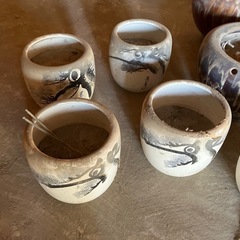 火鉢　小5個　中　2個　漬物陶器樽　の8点　　五徳2個　灰ありの画像