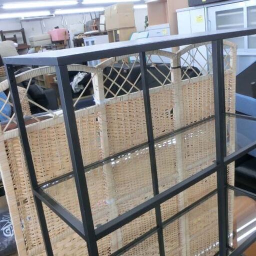 イケア ヴィットショー 5段 オープンシェルフ 幅100cm 高さ175cm シェルフユニット 黒×コゲ茶木目調×ガラス ヴィットショー IKEA オープンラック オープンシェルフ シェルフ 棚 ラック 札幌市 西野店