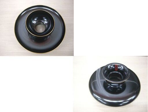 尼崎台 天目台 金縁 むかで印あり 中村宗悦作 黒漆塗 漆工芸 蜈蚣台