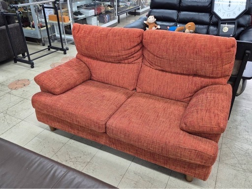 2人掛け オレンジ ファブリックソファー (リユース アエル) 吉野の