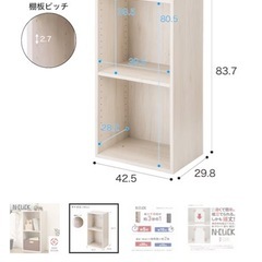 簡単組立て Nクリック ボックス レギュラー2段（ホワイトウォッシュ）＋追加棚板付き【引っ越しのため無料】の画像