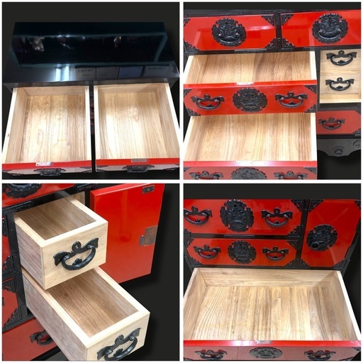 【美品】岩谷堂 箪笥 赤黒車箪笥 赤黒呂塗 民芸家具 小箪笥 タンス 朱赤×黒 飾り金具装飾 引き出し収納 和箪笥 整理箪笥 和家具 木製 収納チェスト 小物入れ 書類収納 コンパクト 小型 サイドチェスト 玄関収納 寝室 リビング 和室/洋室 インテリア