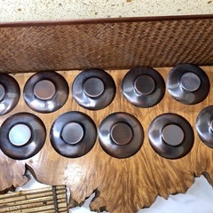 煎茶道具 未使用品 野菜柄 絵変 銅製 茶托 10客セット 木箱付 茶道具 茶器 工芸品 煎茶器 懐石道具 古道具 古玩 和美術 同梱相談可 和骨董の画像