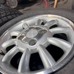 【ホイール1本】スズキラパン純正アルミホイール HE21S アルミホイール 13インチ 1本 中古 スタッドレスタイヤ付き 155/65R13の画像