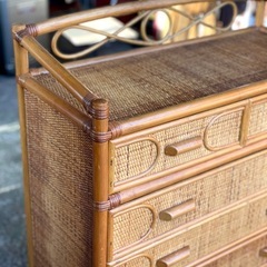 ビンテージ バンブーラタンチェスト 籐家具 収納家具の画像