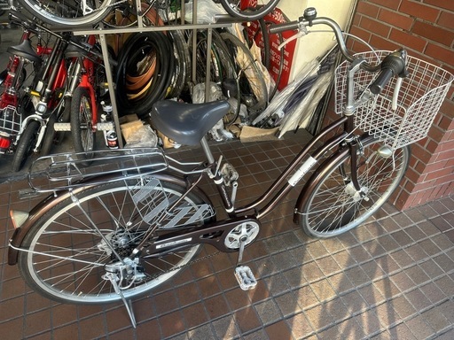 26インチ外装6段変速LEDオートライト付き茶色 (RYOU CYCLE) 五条の