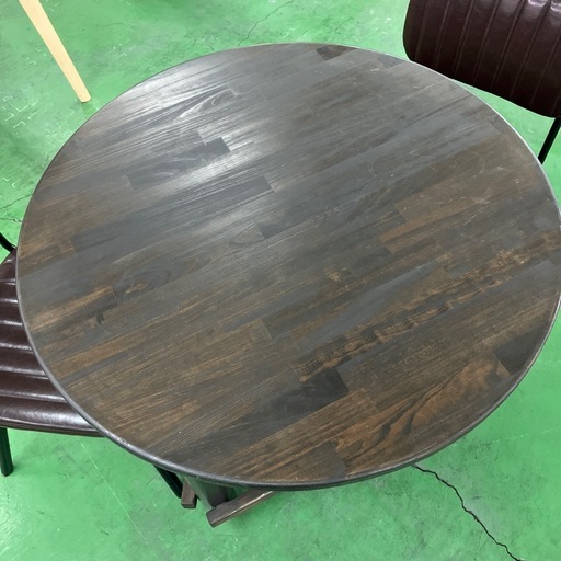 ダイニングテーブルセット　チェアセット　二脚　2脚　ブラウン　茶色　丸テーブル　円　オシャレ家具　おしゃれ　お洒落　カフェテーブル