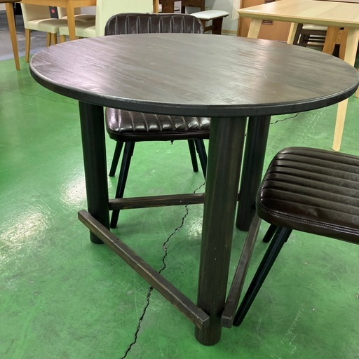 ダイニングテーブルセット　チェアセット　二脚　2脚　ブラウン　茶色　丸テーブル　円　オシャレ家具　おしゃれ　お洒落　カフェテーブル