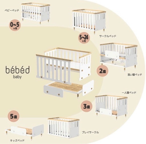 値下【HOPPL】ベビーベットbébéd new born+baby新生児〜10歳以降まで