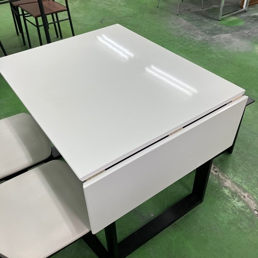 120ダイニングテーブルセット　机　白　黒　ブラック　ホワイト　折りたたみ式　家具　シンプル