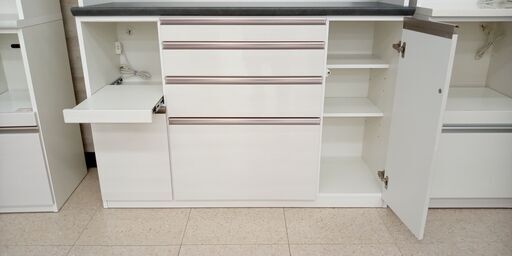 ★リユースのサカイ高崎店★TJ14060 松田家具 レンジボード 白 H206×D48.5×W139.5 クリーニング済み