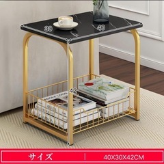 サイドテーブル／黒／40×30×42cm／コーヒーテーブル／高級感／リビング⭐️新品未使用の画像