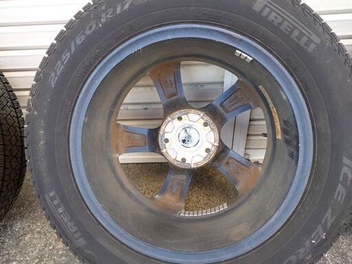 美品★スタッドレスタイヤ+アルミホイール4本セットPIRELLI ICE ZERO アシンメトリコ 225/60R17★エクストレイル
