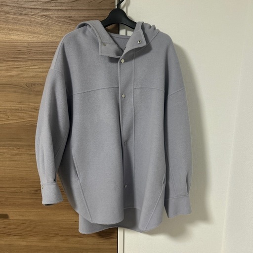 美品！PRIORITY フード付きライト紫　コート　ウール60%