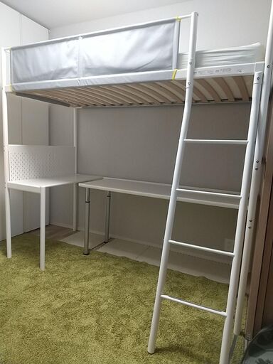 IKEA VITVAL ヴィトヴァル ロフトベッド + マットレス セット + デスクトップ