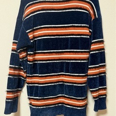 Ungrid モールヤーンMIXボーダーニット　ネイビーの画像