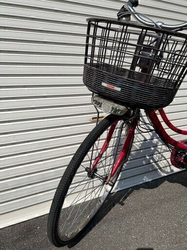 【返品保証付き】　No701　大型バッテリー電動アシスト自転車　返品保証付き　26インチ　パナソニック ティモ・W　2017年型　ピンク　バッテリー8Ah（ロングモード40km以上）レンタサイクル店で使用していた自転車。メンテナンス済み。タイヤ、チューブ1年以内に交換、9分山。